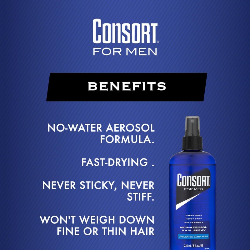 Consort Hair Spray for Men, Extra Hold, Unscented, Non-Aerosol - 8 oz(Pack of 4) - Image 2